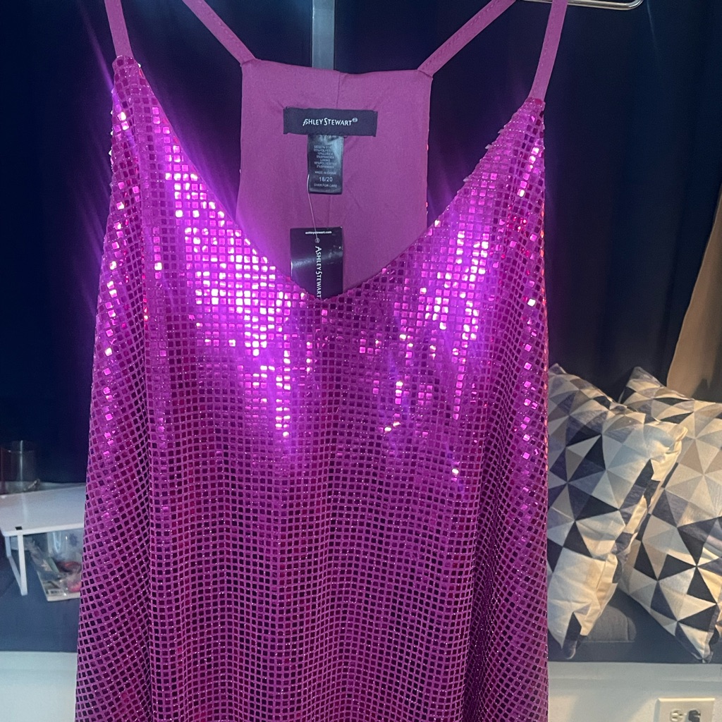 Ashley Stewart Sequin Fuchsia Top Brand New